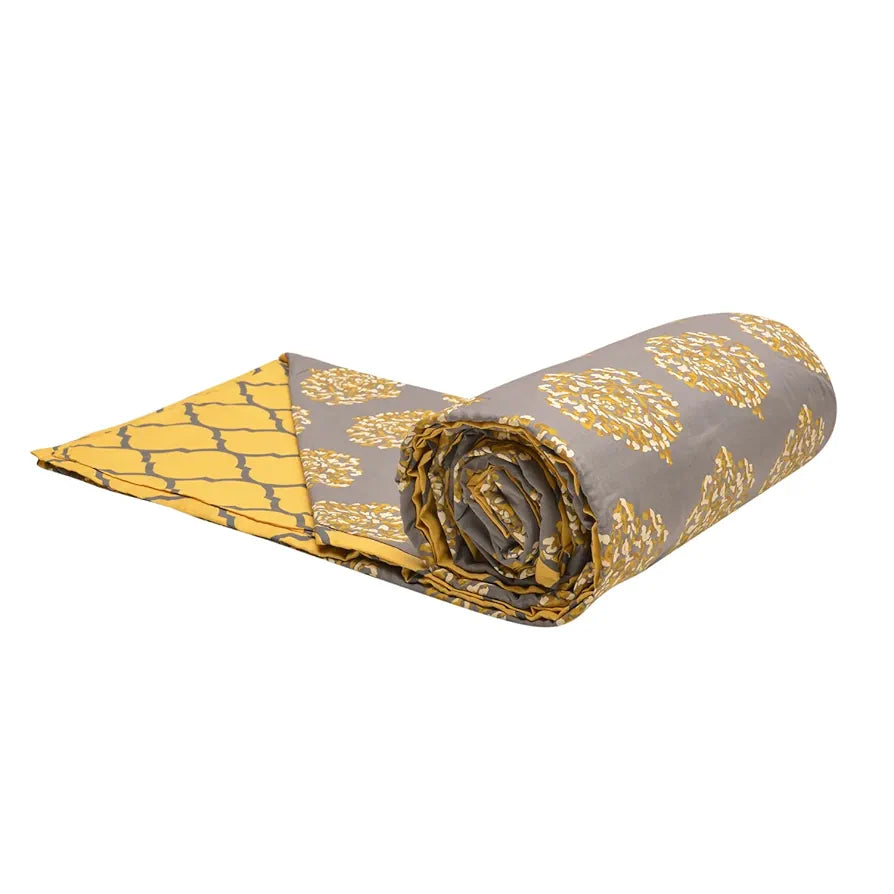 Trance Home Linen Pure Cotton Reversible Dohar Toddler Size | Ac Quilt for Babies | Infants - New Born Blanket | Soft Light-Weight Bed Blanket 0-4 Years Kids