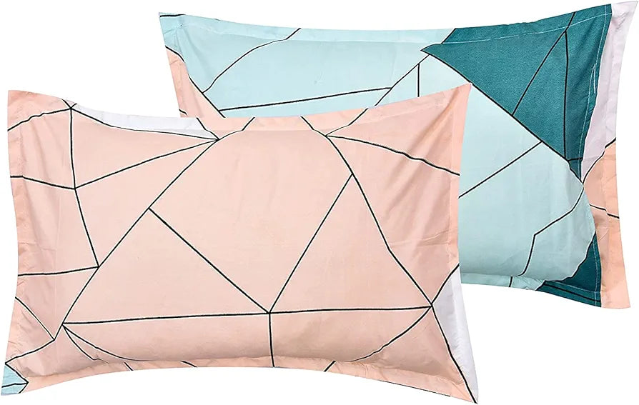 THE HOME STYLE Cotton Feel Glace Cotton Elastic Fitted Printed King Size Double Bedsheet With 2 Pillow Cover,300 TC