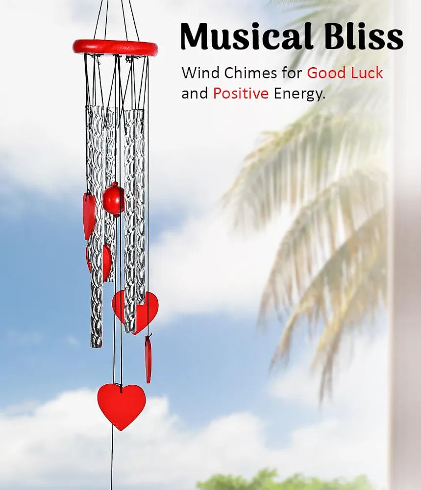 ZAICUS Red Heart Wind Chime - Heart-Shaped Hanging Décor - Wind Chime for Home - Home Decor Items for Valentine’s Day & Special Moments