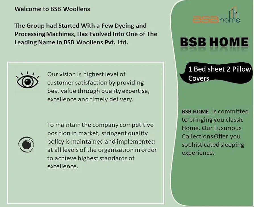 BSB HOME Prime Collections 160tc Pure Microfiber Glace Cotton Breathable Supersoft Wrinkelfree Double Bedsheet with 2 King Size Pillow Covers-Green and Blue