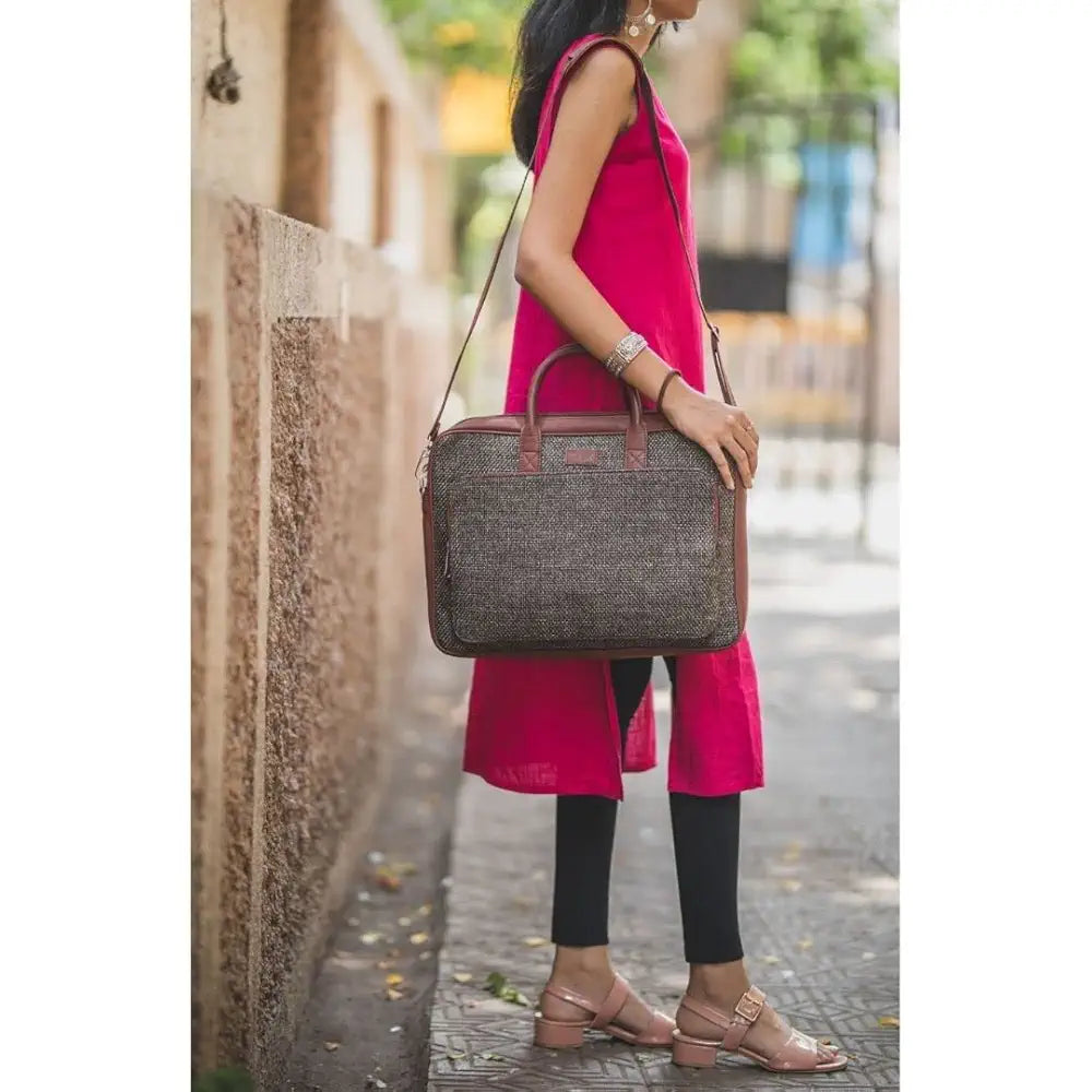 ZOUK Laptop Bag for Women Ideal for 15.6 inch Laptop, MacBook - Vegan Leather Office Bags for Ladies with Detachable Shoulder Strap