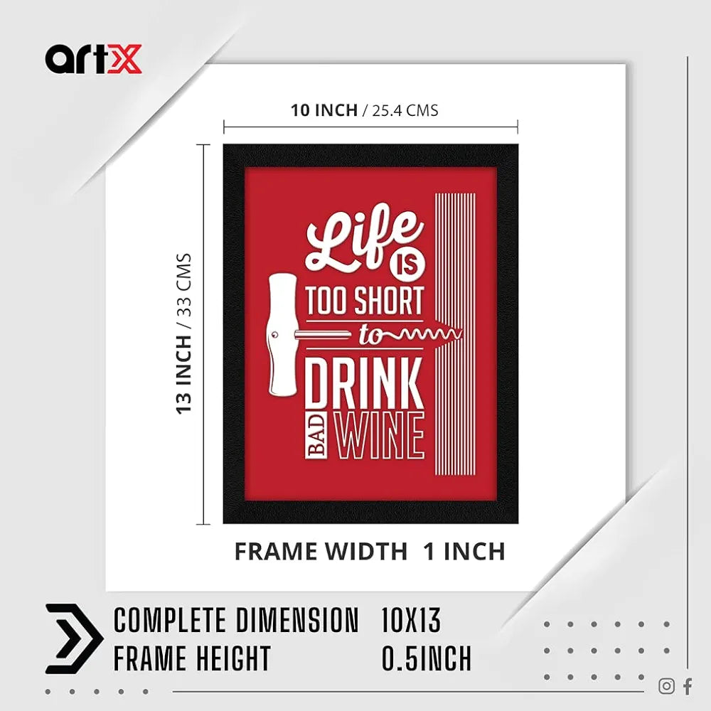 ArtX Paper Food/Beverage Quote Wall Frame Art Painting, Multicolor, Motivational, 10 X 13 Inches, Set of 1