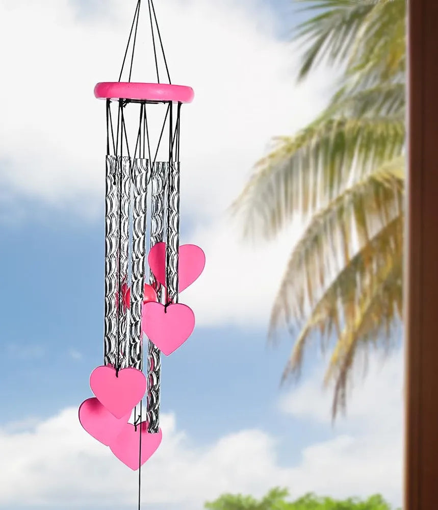 ZAICUS Pink Heart Wind Chime - Heart-Shaped Hanging Décor - Wind Chime for Home - Home Decor Items for Valentine’s Day & Special Moments