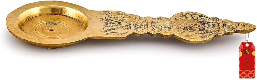 UAPAN Brass Traditional Kapoor Dhoop Arti Puja Karpoora Arthi Holder 