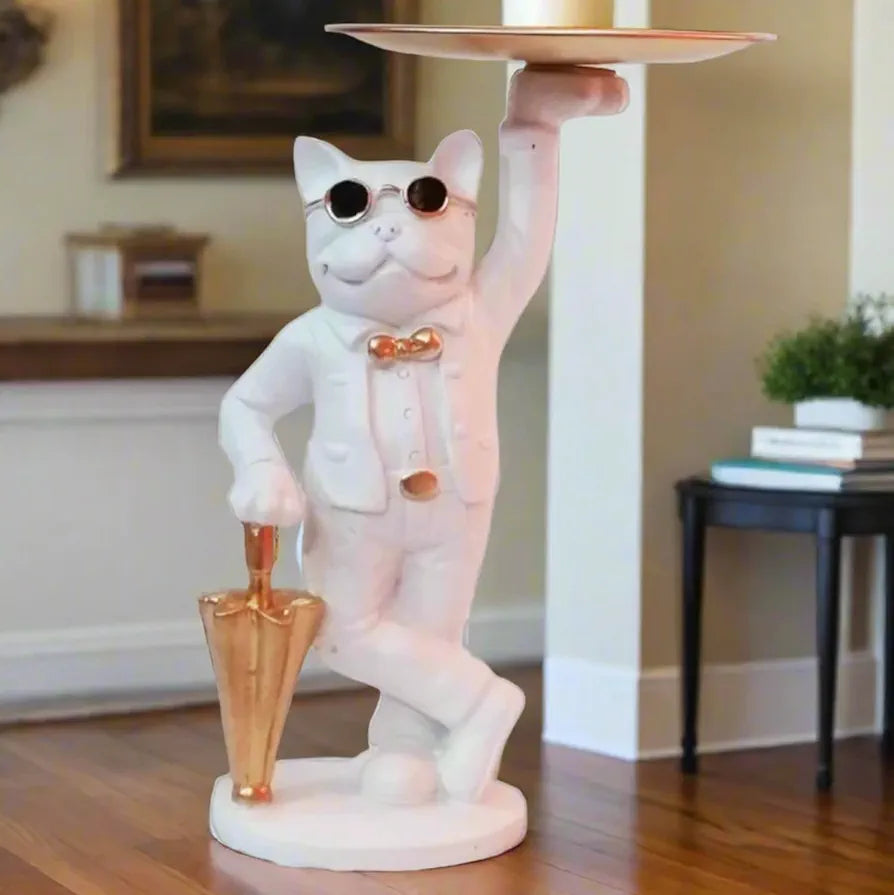 ALILA Bulldog Animal Figurine Sculpture Statue Dog for Table Tray Keys Storage Jewelries Holder Home Living Room Interior Desk Decoration Key Bowl Office Decor, 10 inches