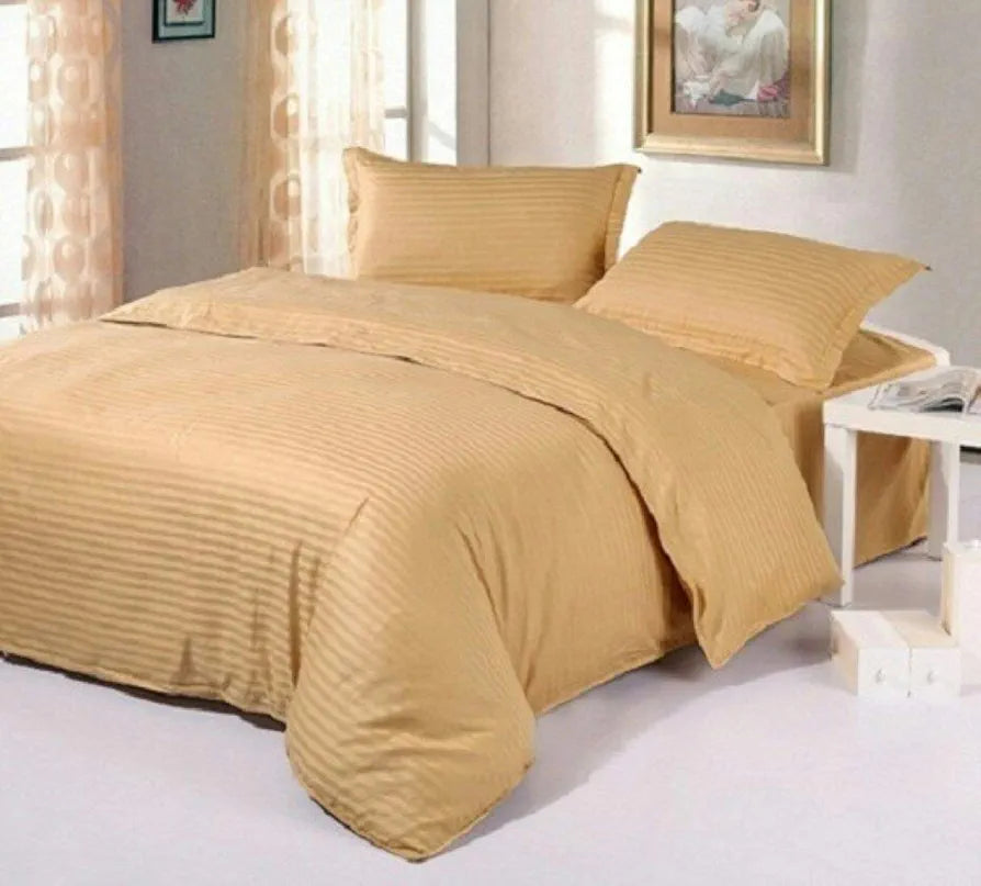 Purav Light Microfiber Flat Single Bed Bedsheet| Plain Striped Cotton Bedsheet with 1 Pillow Cover for Queen Size Bed| Supersoft 340 TC| Breathable| Wrinklefree| 