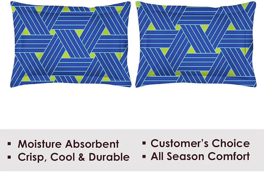 Layers Cotton Rich Bedsheet for Double Bed King Size with Pillow Cover Set, 225 TC  Duracount California Collection, Light Weight, Moisture Absorbent, All Season Comfort