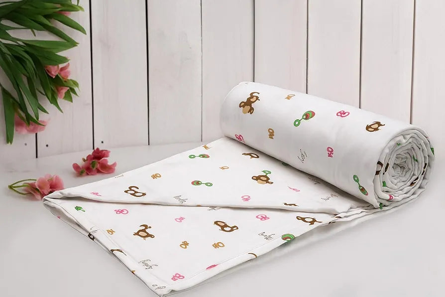 Trance Home Linen Pure Malmal Cotton Multipurpose Baby Dohar | 3-Layered Baby Swaddle | Soft -Lightweight Baby Blanket | Crib Blanket ,