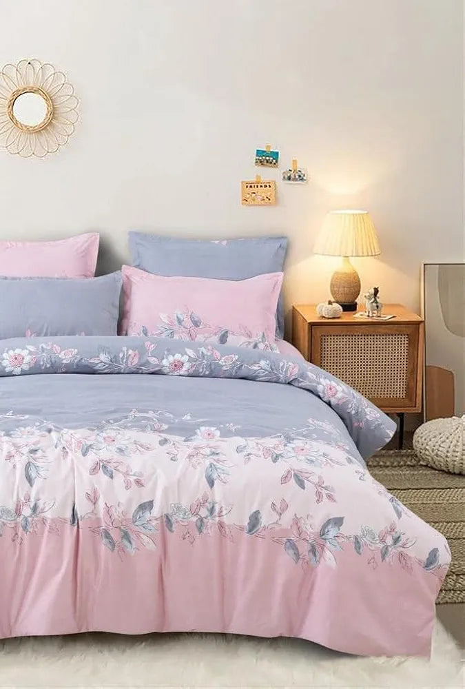 THE HOME STYLE Supersoft Cotton King Size Printed Flat Double Bedsheet wih 2 Pillow Cover II 400 TC, 90