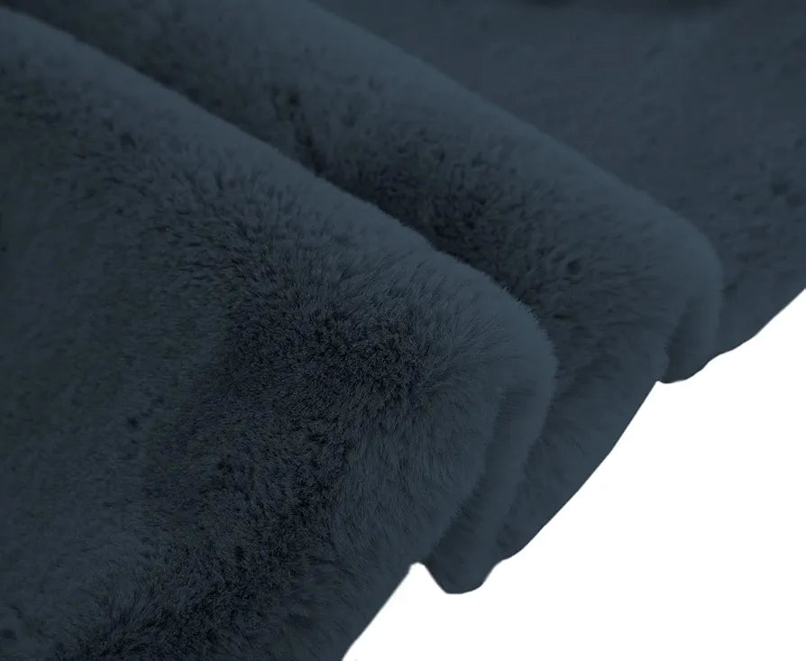 LUXE HOME INTERNATIONAL Ruffle Floor Rug Rabbit Fur 1000 Gsm Living Room Foot Mats Anti Skid Water Absorbent Easy Machine Washable Rectangular Rug For Bedroom|Floor|4 X 6 Ft|Anthra|Pack Of 1