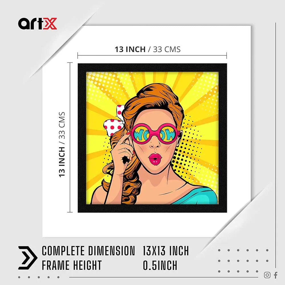 ArtX Paper Beautiful Women Pop Art Wall Art Painting, Multicolor, Abstract, 13X13 in, Set of 1