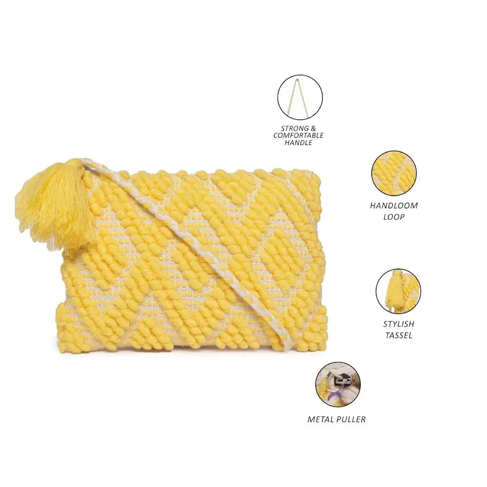 ASTRID Handmade Macrame Flap Over Sling Bag For Girls And Women