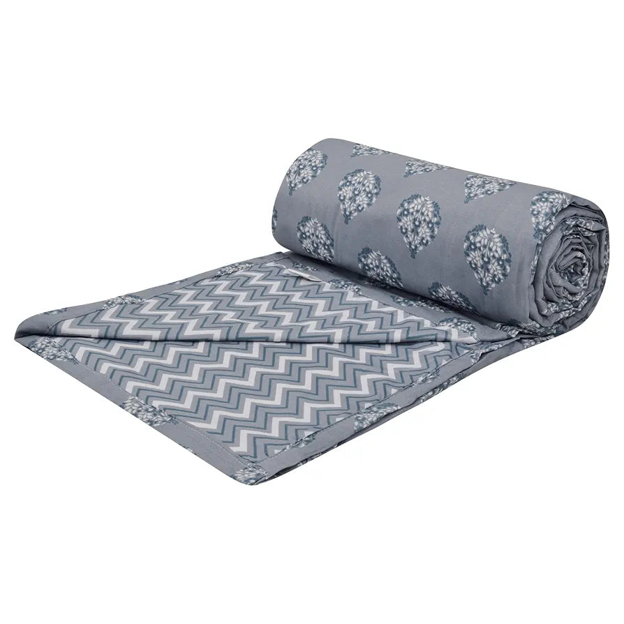 Trance Home Linen 150 GSM Pure Cotton Reversible Dohar Double Bed Size | Ac Blanket Comforter | Soft Light-Weight Bed Blanket 