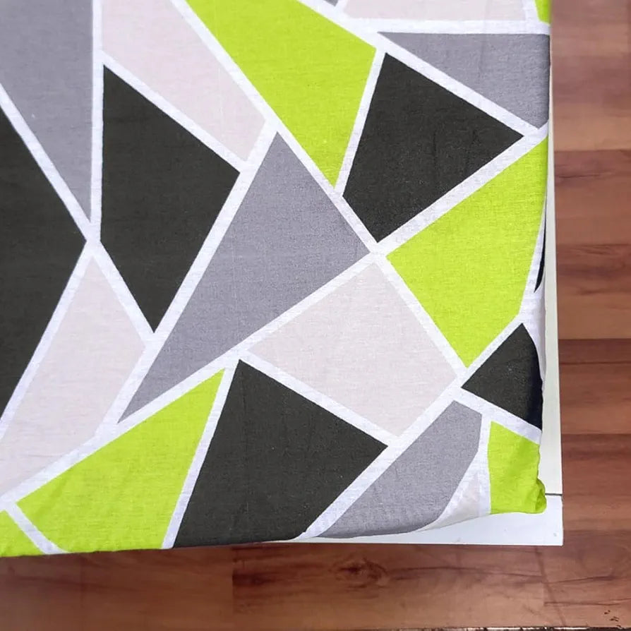 Divine Casa 144 TC 100% Cotton Abstract Print Green Super Soft Bedsheet Elastic Fitted King Size Bed - 78 x 72 inches