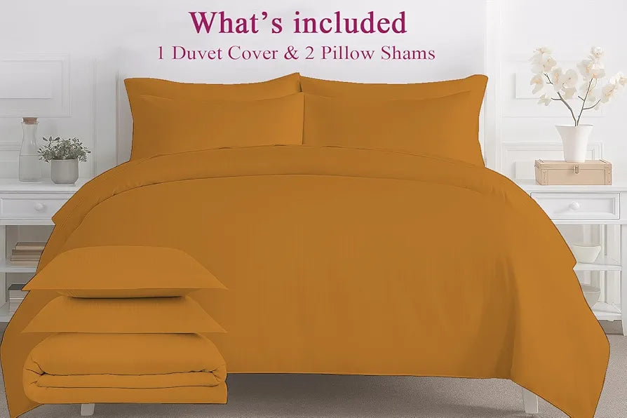 Trance Home Linen Zippered 100% Cotton 200TC Satin Stripe King Size Duvet Cover Quilt Cover Blanket Cover Razai Comforter Cover with 2 Pillow Covers 