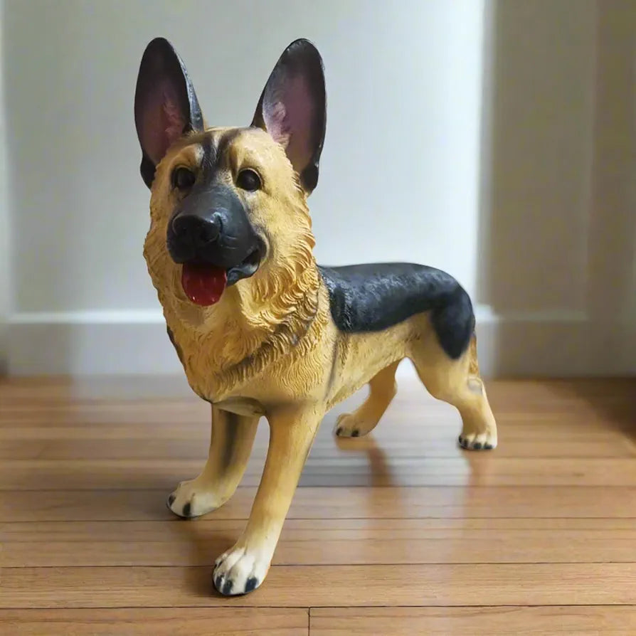 ALILA German Shepherd Realistic Dog Showpiece Statue Figure Idol for Home Decor Items Living Room Decoration, 11 Inches Height