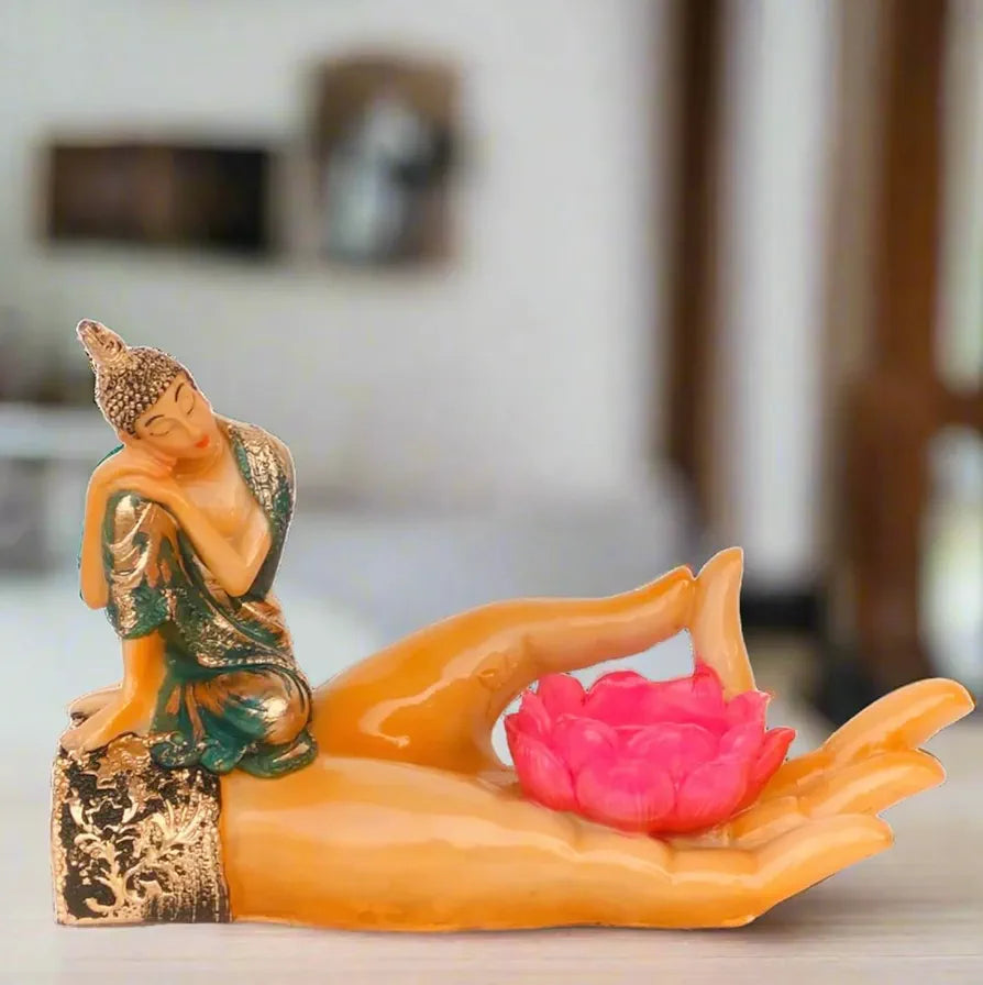 ALILA Meditating Buddha Idol Statue Showpiece for Home Garden Living Room Decor Decoration Gift Gifting Items, 8x5 inches / 20x12cm, Buddha