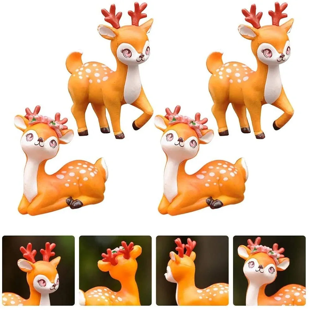 SATYAM KRAFT Resin 1 Set Deer Miniature Figurines | Decorative Showpiece | Gift for Him/Her, Mother's Day, Home, Bedroom, Living Room, Office, Table, Car Dashboard | Festive Decor