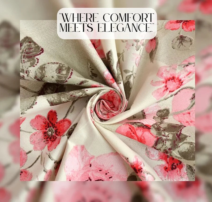 HOMEKART Floral Printed Cotton Feel Double Bedsheet with 2 Pillow Covers |200 Tc Soft, Breathable & Wrinkle-Free| Premium Printed Bedsheet for Home Bedroom 