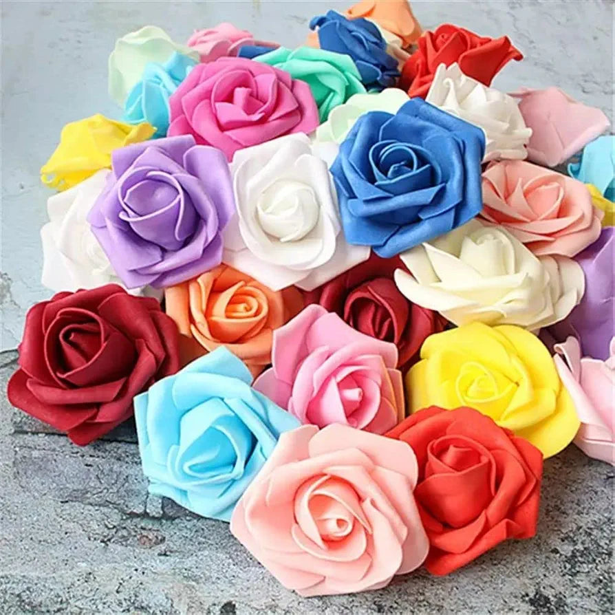 SATYAM KRAFT 12 Pcs Big Artificial Foam Rose Flowers | Ideal for DIY Crafts, Pooja Thali, Navratri, Diwali, Karwa Chauth, Durga Puja, Wedding, Mandap, Birthday & Home Decoration.