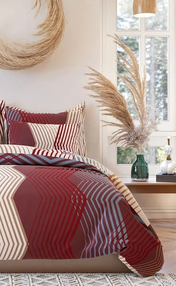 THE HOME STYLE Supersoft Cotton King Size Printed Flat Double Bedsheet wih 2 Pillow Cover II 400 TC, 90