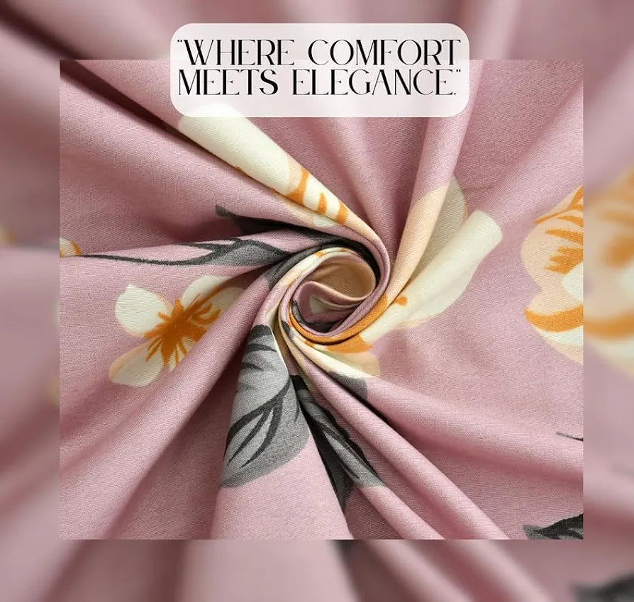 Floral Printed Cotton Feel Double Bedsheet with 2 Pillow Covers |200 Tc Soft, Breathable & Wrinkle-Free| Premium Printed Bedsheet for Home Bedroom 