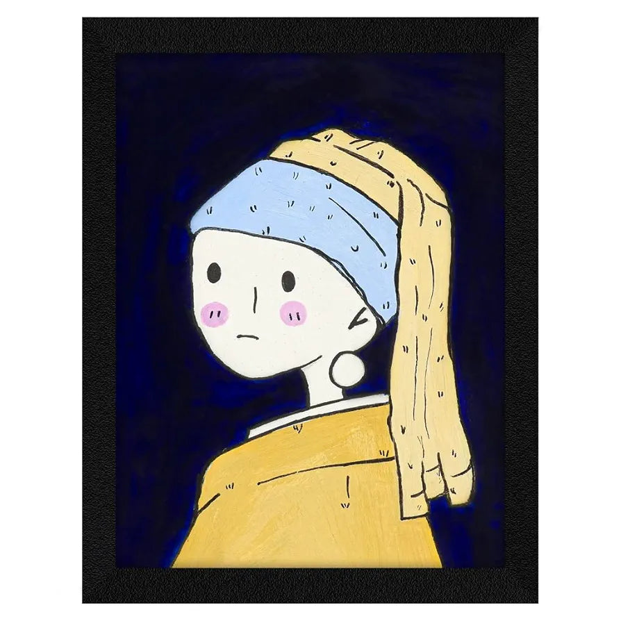 ArtX Paper The Girl With A Pearl Earring Abstract Frame Wall Art Painting, Multicolor, Abstract, 10X13 inches, Set of 1