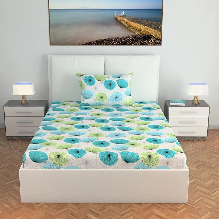 Divine Casa 144 TC 100% Cotton Bedsheet for Single Bed with 1 Pillow Cover 