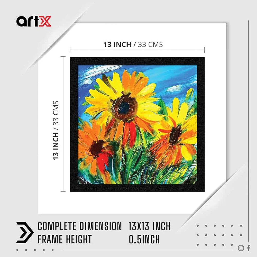 ArtX Paper Sunflower Wall Art Painting, Multicolor, Floral, 13X13 in, Set of 1