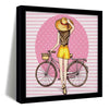 ArtX Woman Cycle Pink Background Pop Art Big Canvas Painting