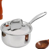 Vinod Platinum Triply Stainless Steel Saucepan with Lid - 2.2 litres (18 cm) | 2.5 mm Thick | Tea, Chai Pan