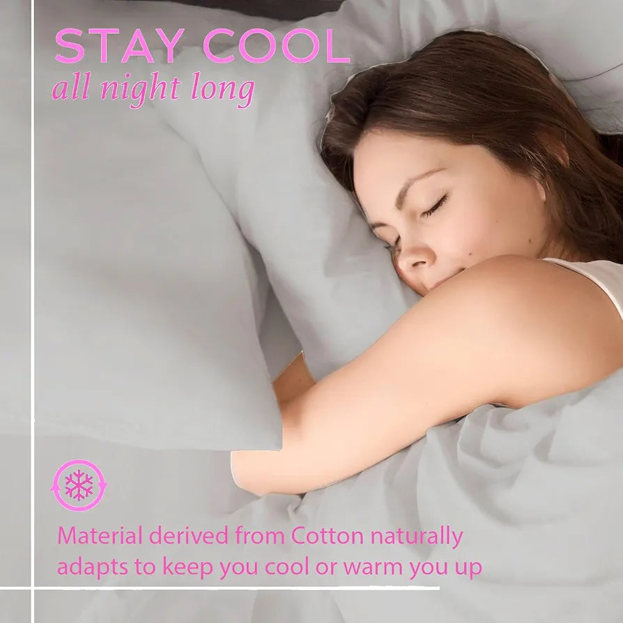 Trance Home Linen Premium 300 TC Pure 100% Cotton King Fitted Bedsheet with 2 Pillow Covers 