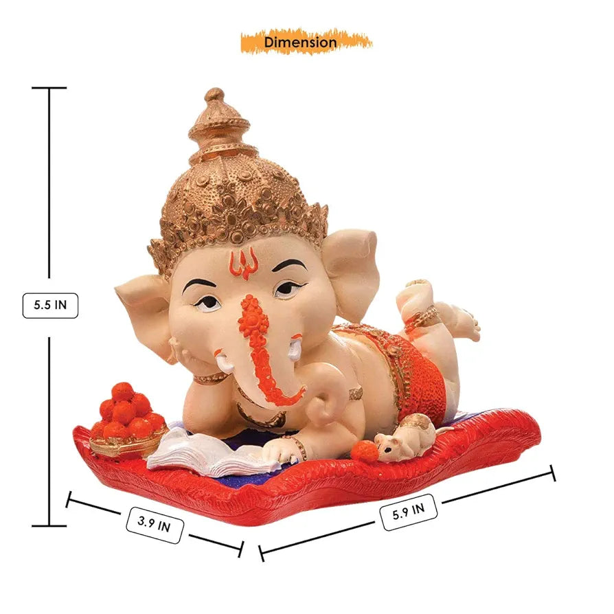 Karigaari India Handcrafted Polyresin Eco Friendly Lord Ganesha Ganpati Idol Figurine | Lord Ganesha Statue for Home Decoration 