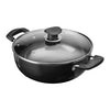 Vinod Black Pearl Hard Anodised Deep Kadai With Glass Lid 2.1 Litres Capacity | 20 Cm Diameter | With Riveted Sturdy Handles | 3.25 Mm Thickness | Black