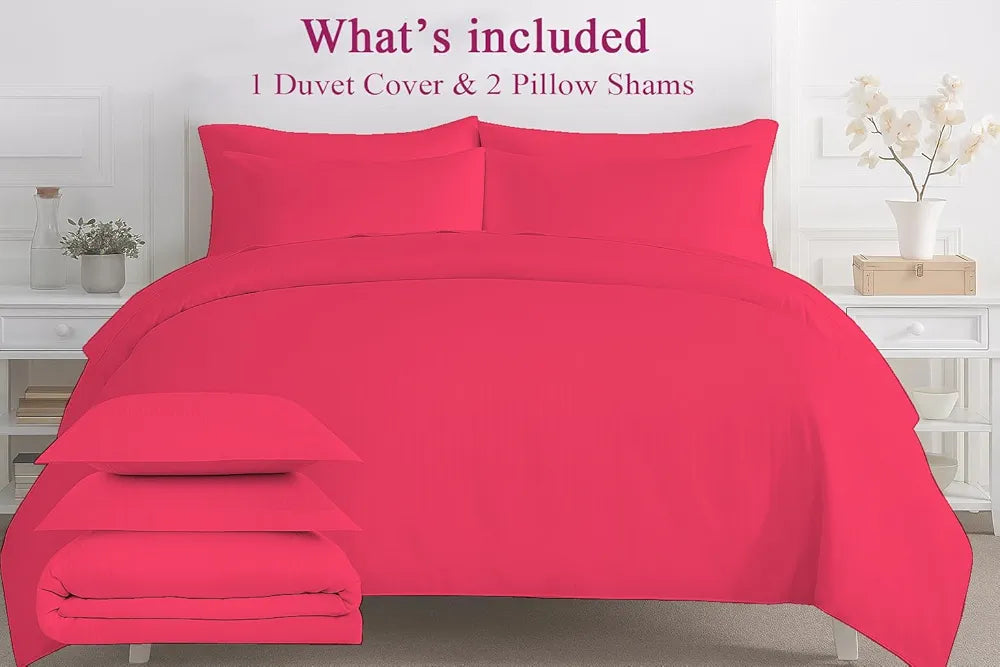 Trance Home Linen Zippered 100% Cotton 200 TC Satin Stripe Queen Duvet Cover Quilt Cover Razai Comforter Cover with 2 Pillow Covers 