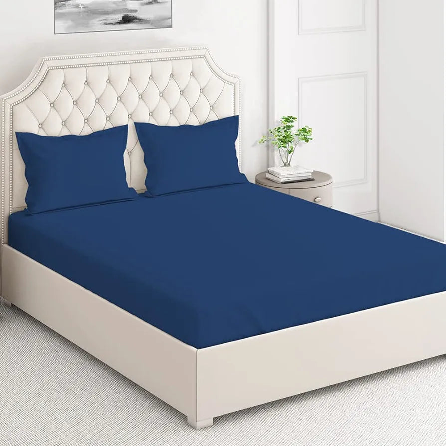 Layers Be Bold 100% Cotton Bedsheet Set for All Seasons - Lightweight, Moisture Absorbent, Machine Washable & Easy to Care - Gift for Housewarming & More - 140 TC - Queen Size 