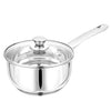 Pristine Try Ply Induction Base Stainless Steel Sauce Pan With Knob Glass Lid - 920 gms