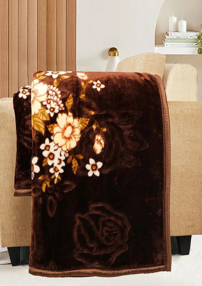 Super Soft Cloudy Printed Double Bed Blanket for Heavy Winter, Single Ply Mink Blanket King Size with 220 x 230 Cm -2.5 Kg | TC - 400