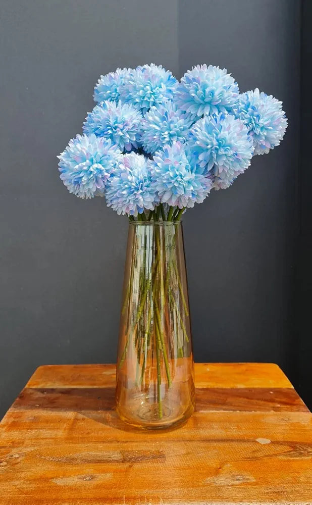 SATYAM KRAFT 5 Pcs Artificial Chrysanthemum Hydrangea Ball Flower Sticks for Home, Office, Bedroom, Balcony, Living Room, Wedding & Craft Decoration  