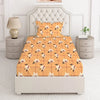Layers Cotton Bedsheet for Single Bed with 1 Pillow Cover Light Weight Breathable Classic Collection Yellow Floral Pattern