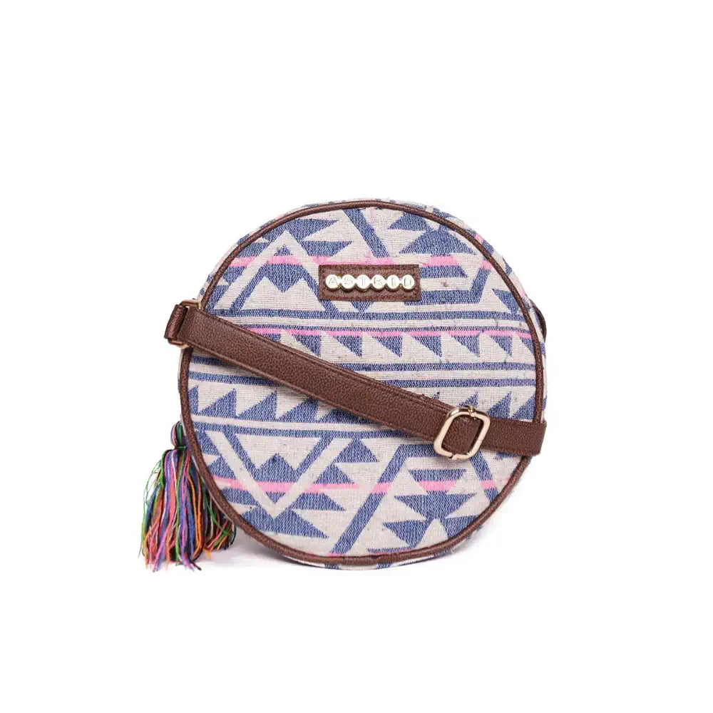ASTRID Round Sling Bag With Pompoms For Girls And Women