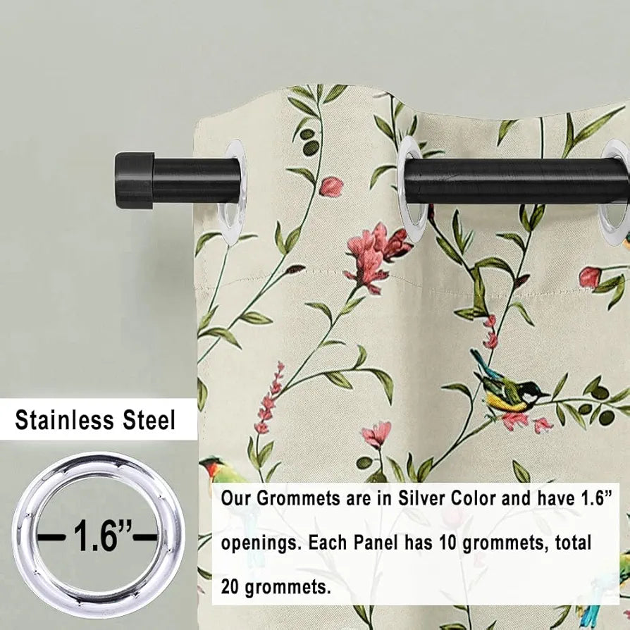 Cloth Fusion 100% Blackout Printed Premium Window Curtains 5 Feet Long Set of 2, Noise Reducing Blackout Curtains 5 Feet for Window with Grommet for Home Decor 