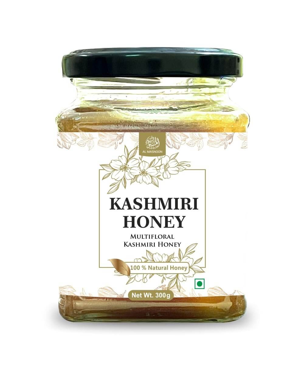 AL MASNOON Kashmiri Honey 300g. / 100% Raw, Pure & Natural / Multifloral Honey From kashmir