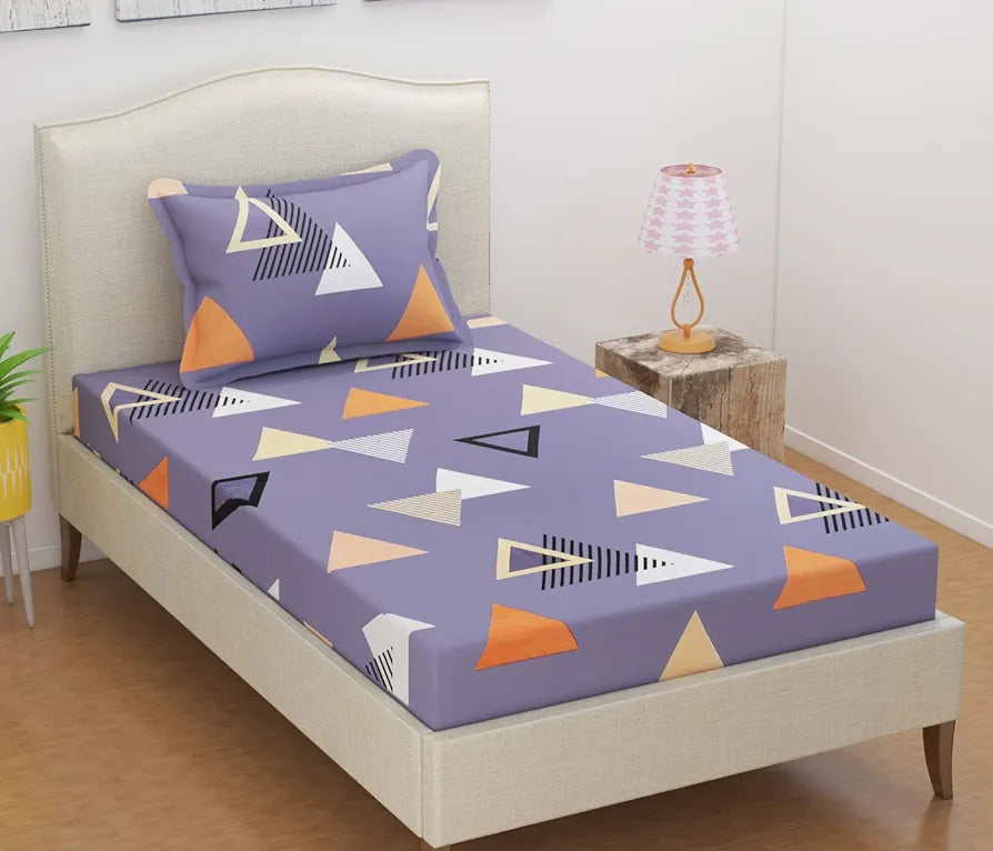 Microfiber 160 TC Flat Single Bedsheets for Summer Breathable | Wrinklefree  with 1 Pillow Covers 