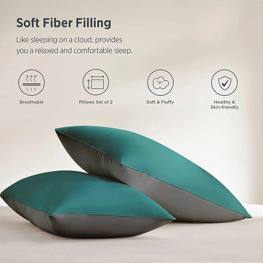 Cloth Fusion Premium Microfiber Soft Pillow Set of 2 for Sleeping, Comfy Hotel Comfort Grade, Vacuum Packed, King Size 