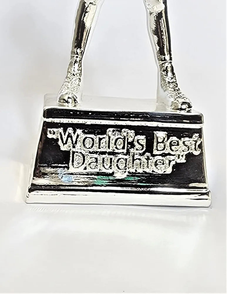 Gold Art India Daughter Figurine Silver Plated | World's Best Daughter | Best Gift for Girl| Girls Gifting for Birthday | Gift for Young Girl | Women's Day Gift | Study Table | Office Desk