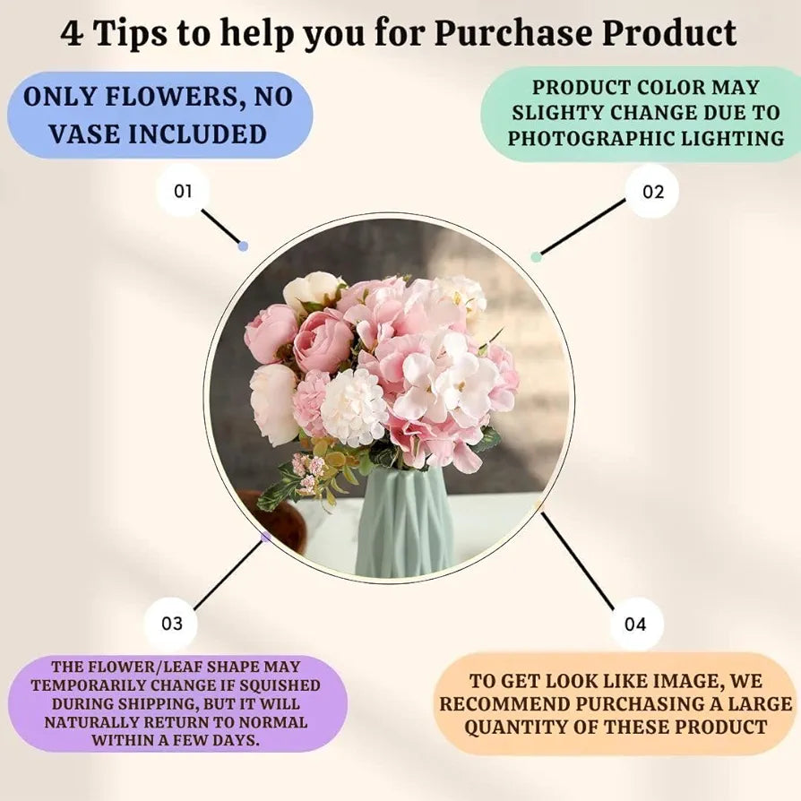 SATYAM KRAFT 1 Pcs Artificial Head Rose Peony Fake Flower Sticks Bunch - Decorative Flowers for Home, Living Room, Table, Wedding, Anniversary, Pooja  