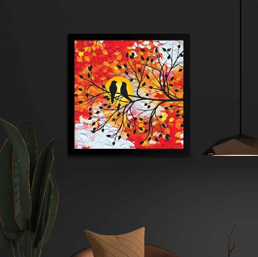 ArtX Bird Abstract Big Canvas Painting For Bedroom With Frame, Multicolour, Square, 24.0 x 24.0 inch, 2x2 Feet, Set Of 1