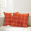 Urban Space Embroidered Cotton Cushion Cover Set of 2 Cushion Covers for Sofa, Bedroom, Living Room Colour Aura Checks Orange