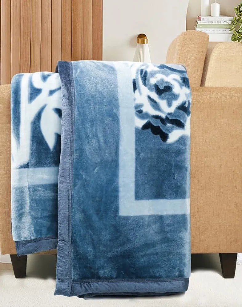 HOMEKART Super Soft Cloudy Printed Single Bed Blanket for Heavy Winter, Single Ply Mink Blanket King Size with 152 x 220 Cm -2.5 Kg | TC - 400